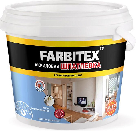 Шпатлевка акриловая для внутренних работ Farbitex, 15 кг купить в СОМ