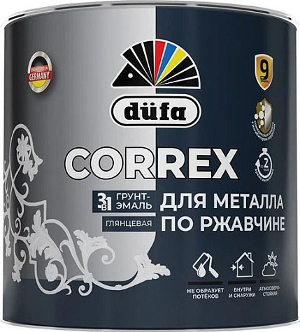Грунт-эмаль по ржавчине 3в1 Dufa CORREX, серый RAL7004, 2 л купить в СОМ