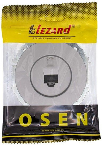 Механизм розетки  LEZARD OSEN Осень 1 гнездо, компьютерная RJ45 кат.6 , серый матовый купить в СОМ