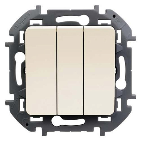Выключатель LEGRAND INSPIRIA, 3клавиши, слоновая кость, 10AX, без рамки купить в СОМ