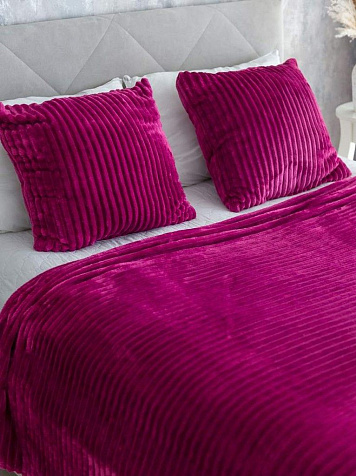 Плед Велсофт Жаккард Полоска евро 200х220см бордовый купить в СОМ