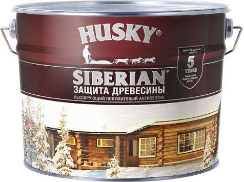 Антисептик алкидный Husky Siberian, бесцветный полуматовый, 9 л купить в СОМ